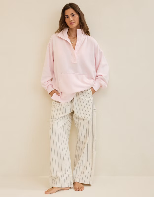 Aerie Vintage Popover Polo Sweatshirt | Aerie