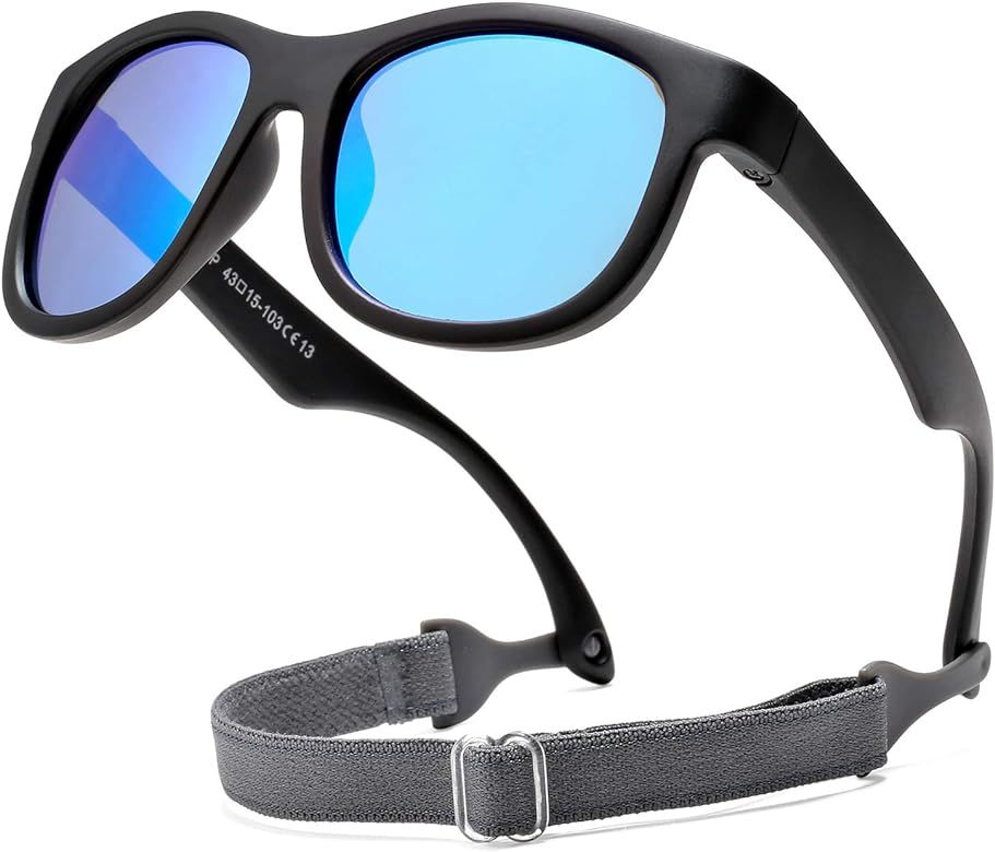 COASION Flexible Polarized Baby Sunglasses with Strap Adjustable for Toddler Newborn Infant 0-24 Mon | Amazon (US)