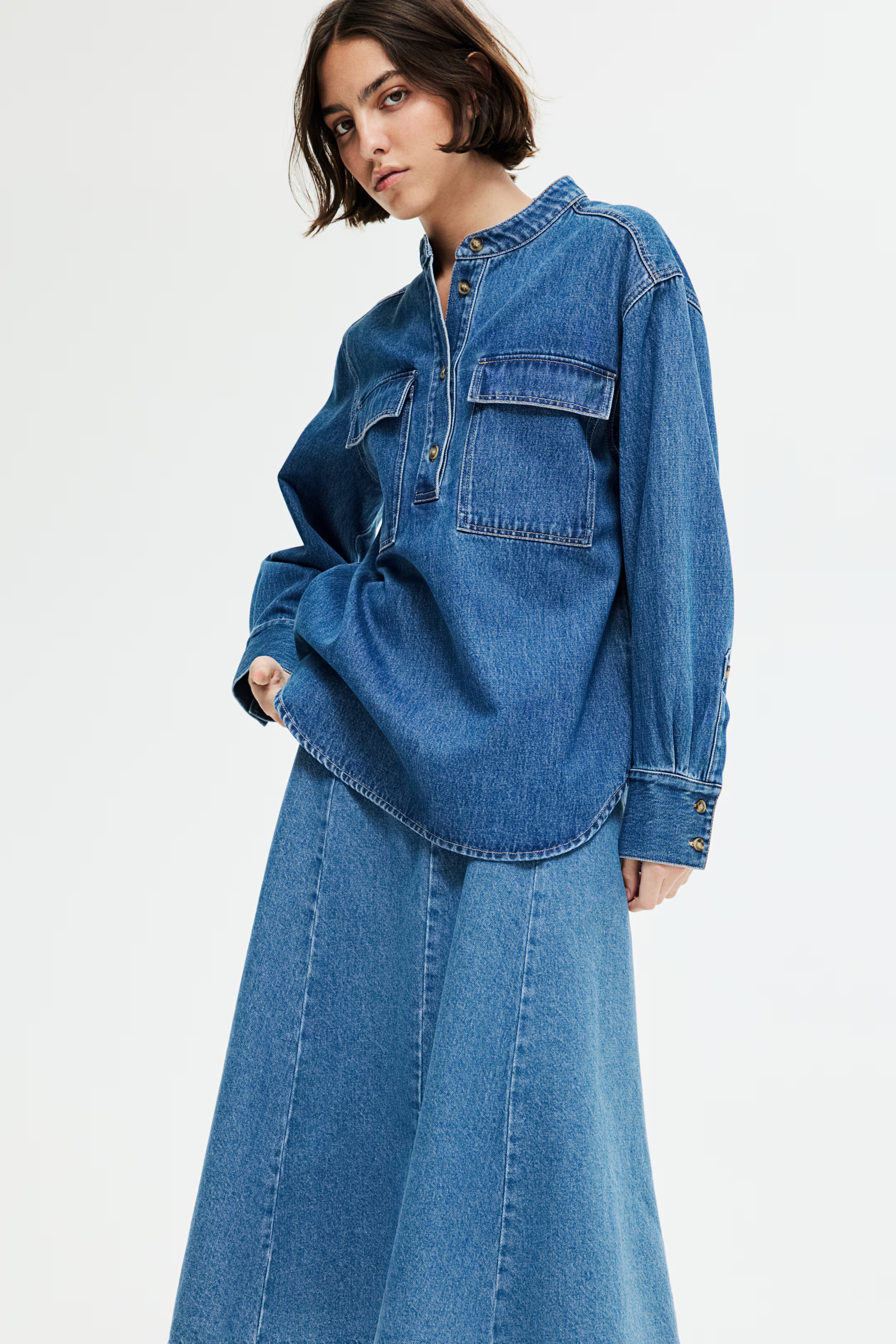 Loose-Fit Denim Shirt - Denim blue - Ladies | H&M US | H&M (US + CA)