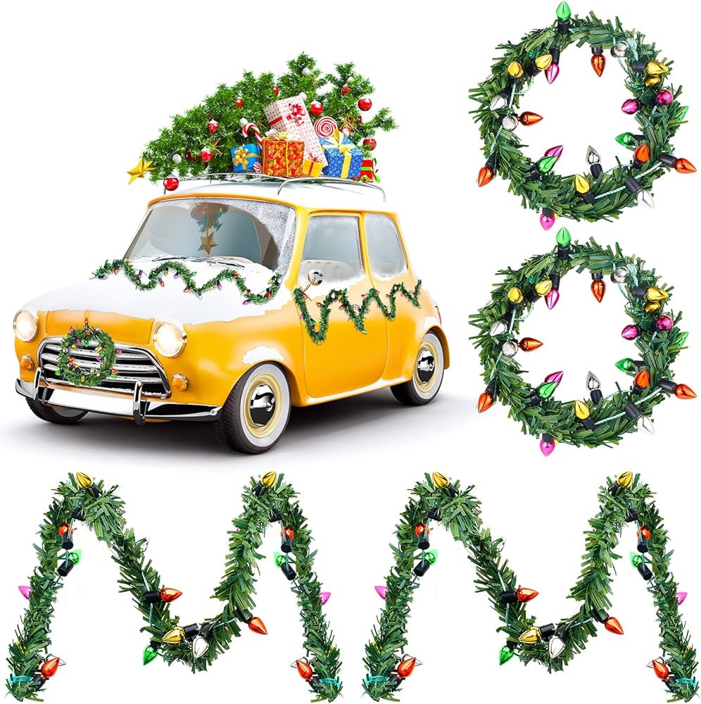 4 Pcs Dollhouse Miniature Christmas Holiday Garland with Lights Mini Wreath Christmas for 1/6 1/1... | Amazon (US)