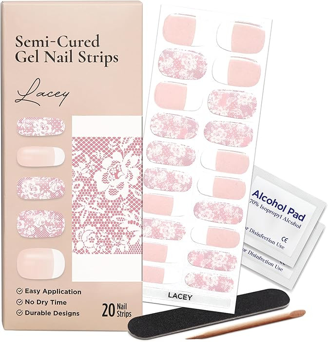 Amazon.com: Nail Stickers - Long Lasting Nails for Women - Semi Cured Gel Nail Strips (20 Pcs) - ... | Amazon (US)
