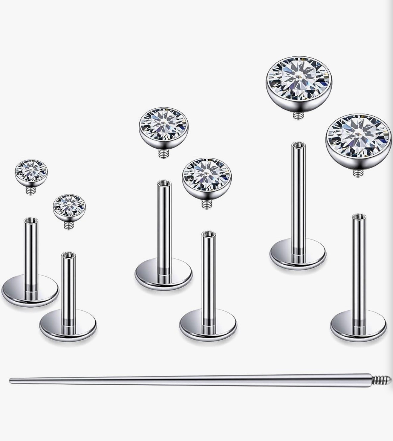 F136 Titanium 20/18/16G Internally Threaded Flat Back Stud Earrings Nose Rings Lip Medusa Monroe Labret 6/8/10mm Short/Long Bar Piercing Jewelry with Taper for Women Men

#LTKootd #LTKgrwm #LTKdayinmylife