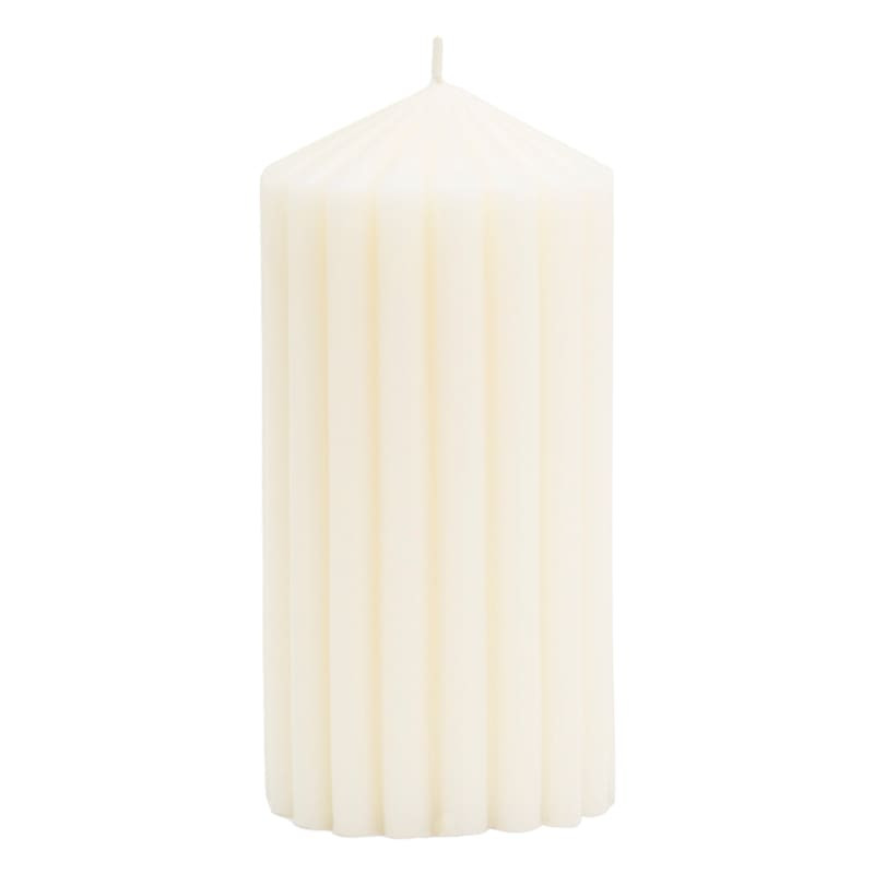 Ivory Ribbed Pillar Candle, 3x6 | At Home