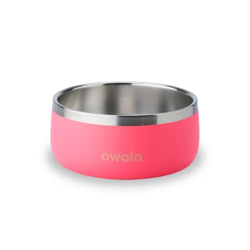 Owala Pet Bowl - Durable Stainless Steel, Food and Water Bowl for Dogs, Cats, and All Pets, Non-Slip Base, 24oz, Pink (Hyper Flamingo) | Amazon (US)