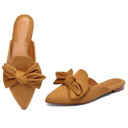 Rilista Mules for Women Slip On Comfortable Pointed Toe Womens Loafers Women's Flats for Women's Mules & Clogs Light Brown | Amazon (US)
