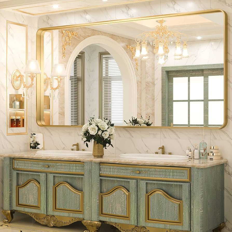 TokeShimi 72x36 Inch Gold Bathroom Vanity Mirror for Wall Rectangle Mirror with Non-Rusting Alumi... | Amazon (US)