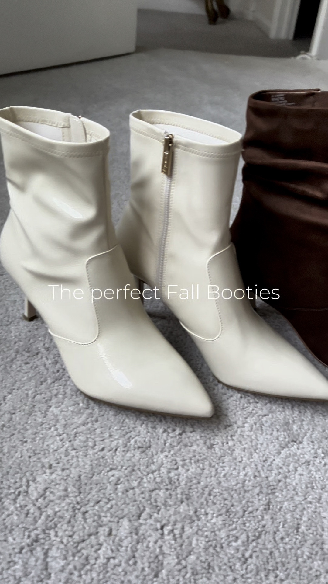 Fall boots.

Ivory booties, faux leather, small heel, pointed toe, zipper closure. Runs true to size. Available in 4 colors.

Brown booties, suede like material, small heel, pointed toe, zipper closure. Runs true to size. Available on 3 colors. 

#LTKSeasonal #LTKShoeCrush #LTKU