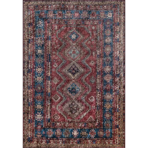Momeni Karachi Polyester Traditional Burgundy Area Rug 8' X 10' - Walmart.com | Walmart (US)