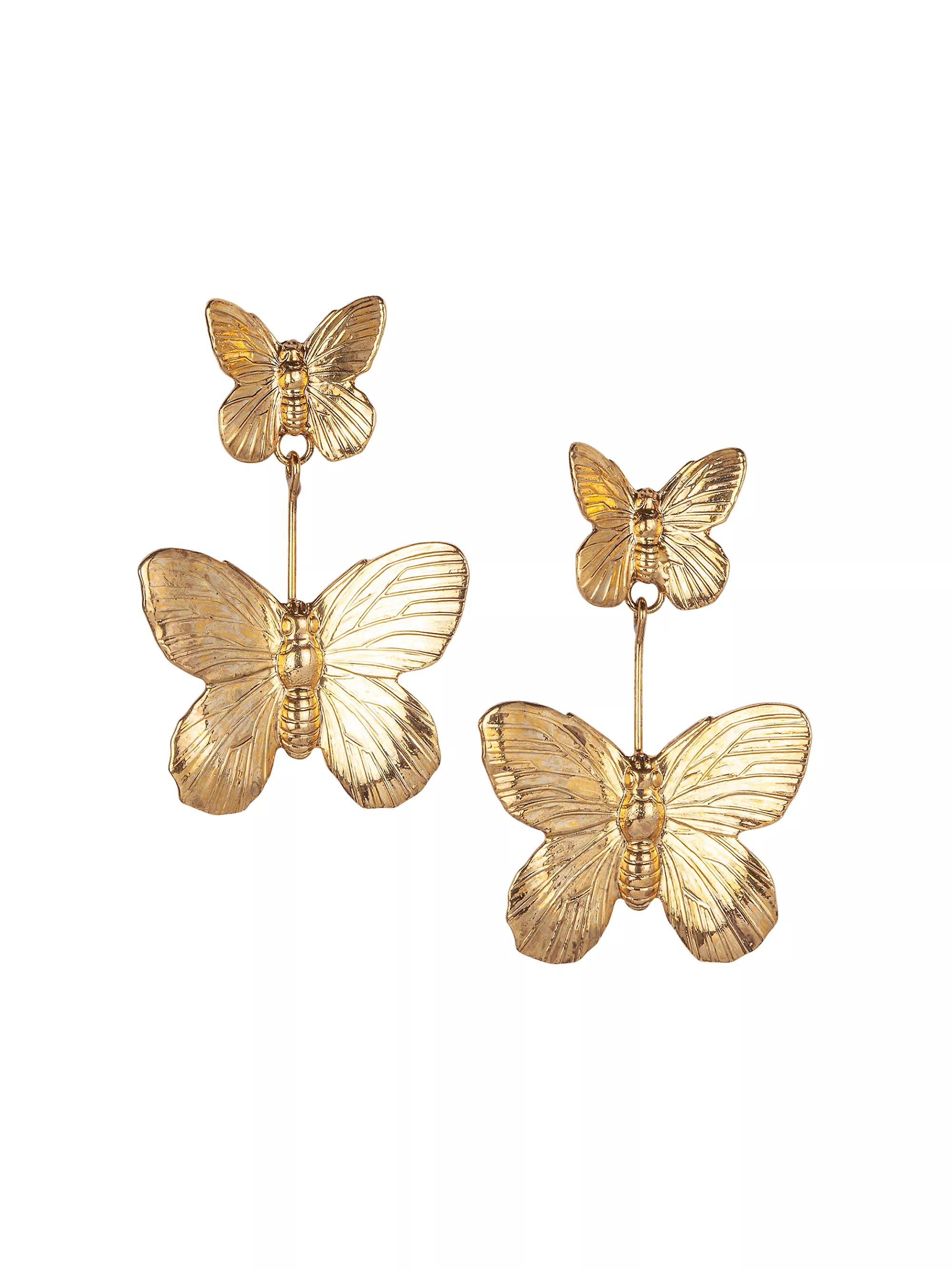 Shop Jennifer Behr Ella 24K Gold-Plated Butterfly Drop Earrings | Saks Fifth Avenue | Saks Fifth Avenue