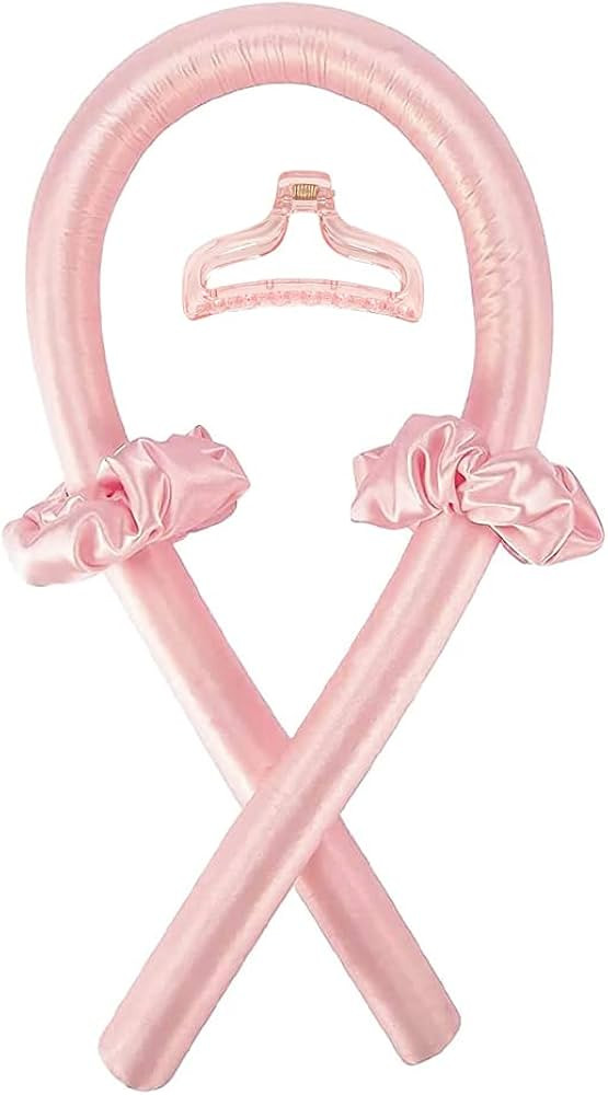 Heatless Curling Rod Headband No Heat Silk Ribbon Curling Rod Hair Roller Curls with Hair Claw Cl... | Amazon (US)