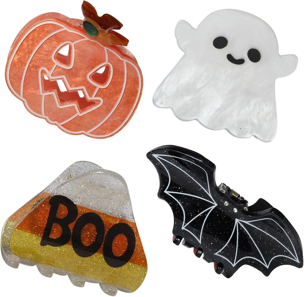Halloween Hair Claw Clips for Girls Women Pumpkin Ghost Devil Bat Candy Small Hair Clip Perfect f... | Amazon (US)