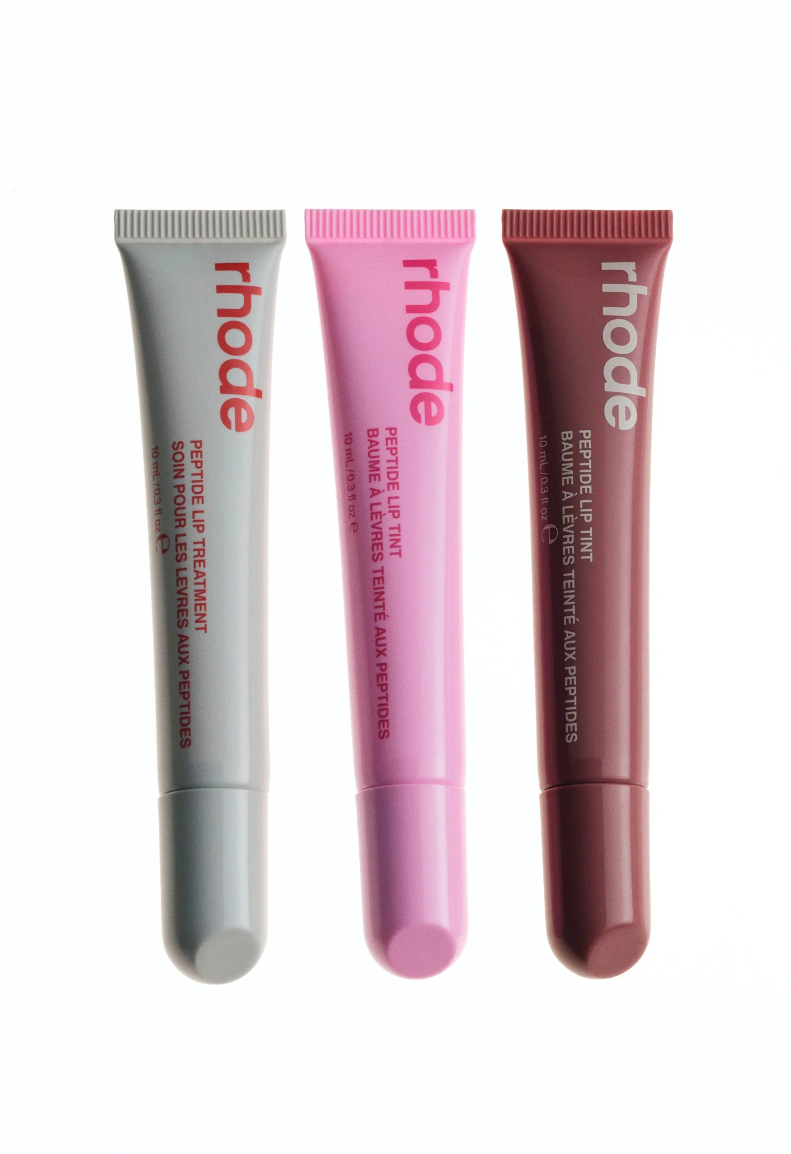 the peptide lip trio strawberry glaze, jelly bean, salty tan | rhode skin