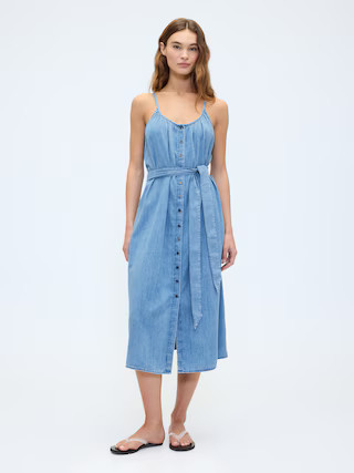 Belted Denim Midi Dress | Gap Factory