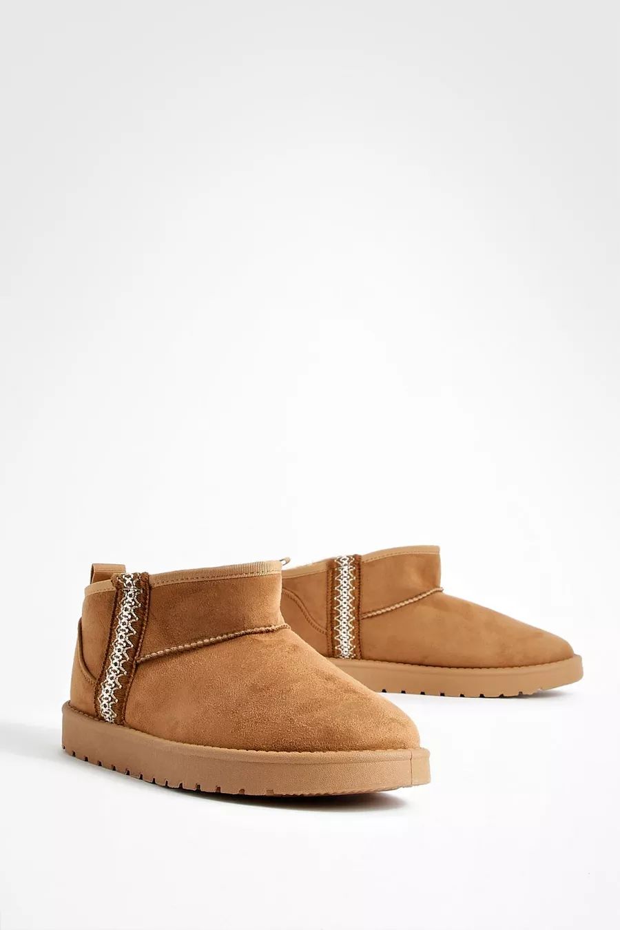 Embroidered Detail Cozy Boots | boohoo (US & Canada)