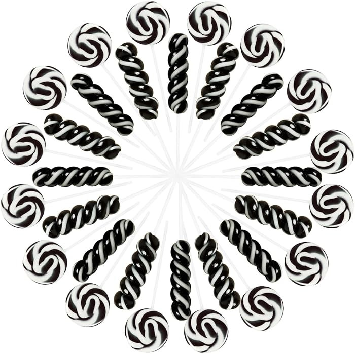 Black White Twisty & Swirl Lollipops 32 Pack (16 Twisty + 16 Swirl Mixed) | Amazon (US)