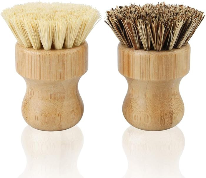 2 Pack Bamboo Dish Scrub Brush, Picowe Natural Scrub Cleaning Brush Vegetable Brush for Dishes Ca... | Amazon (US)
