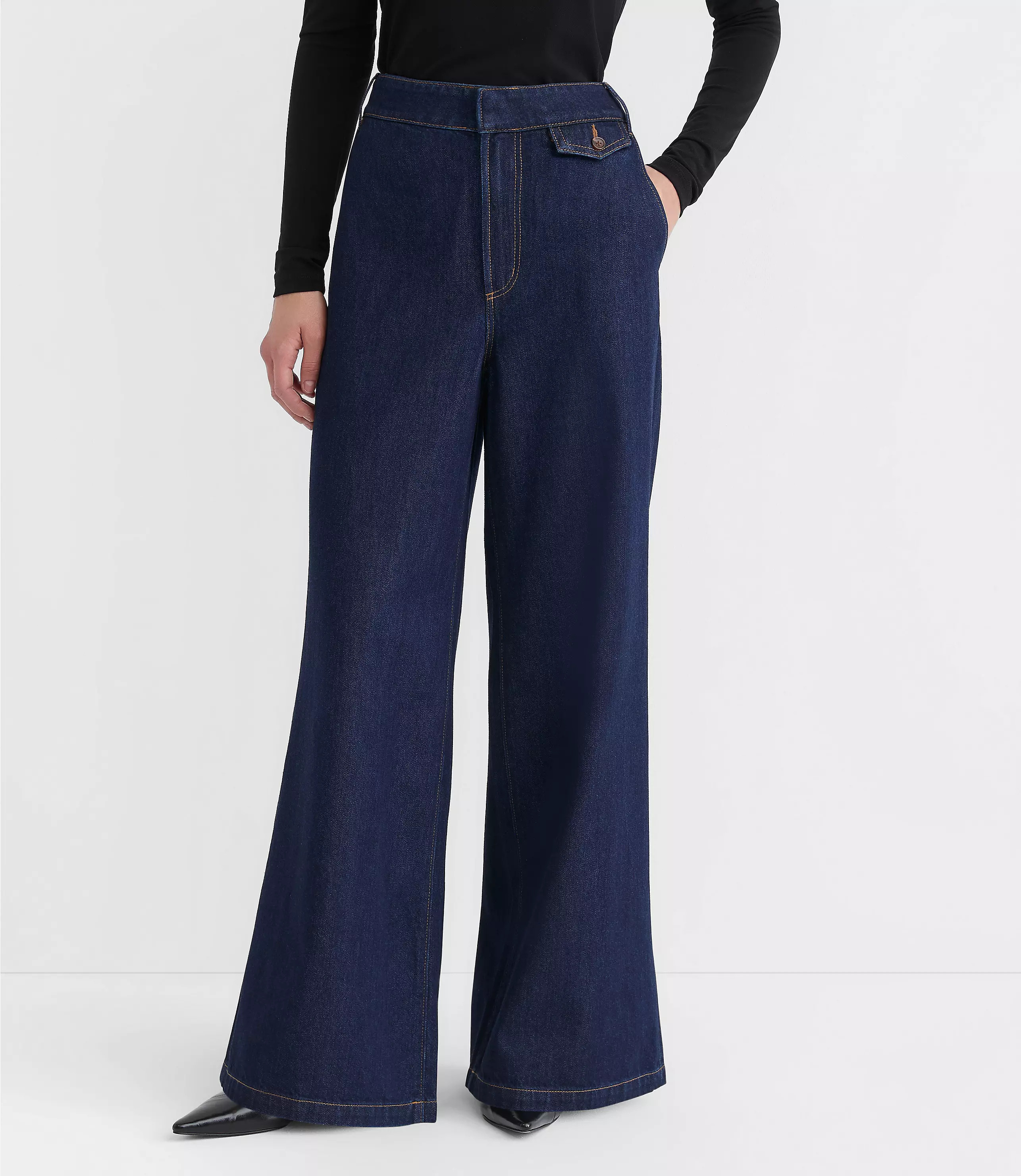 Curvy High Rise Trouser Jeans in Dark Rinse | LOFT