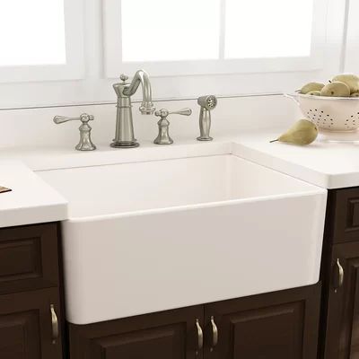 Nantucket Sinks 30.25" x 18" Fireclay Farmhouse Kitchen Sink with Grid and Drain | Wayfair North America