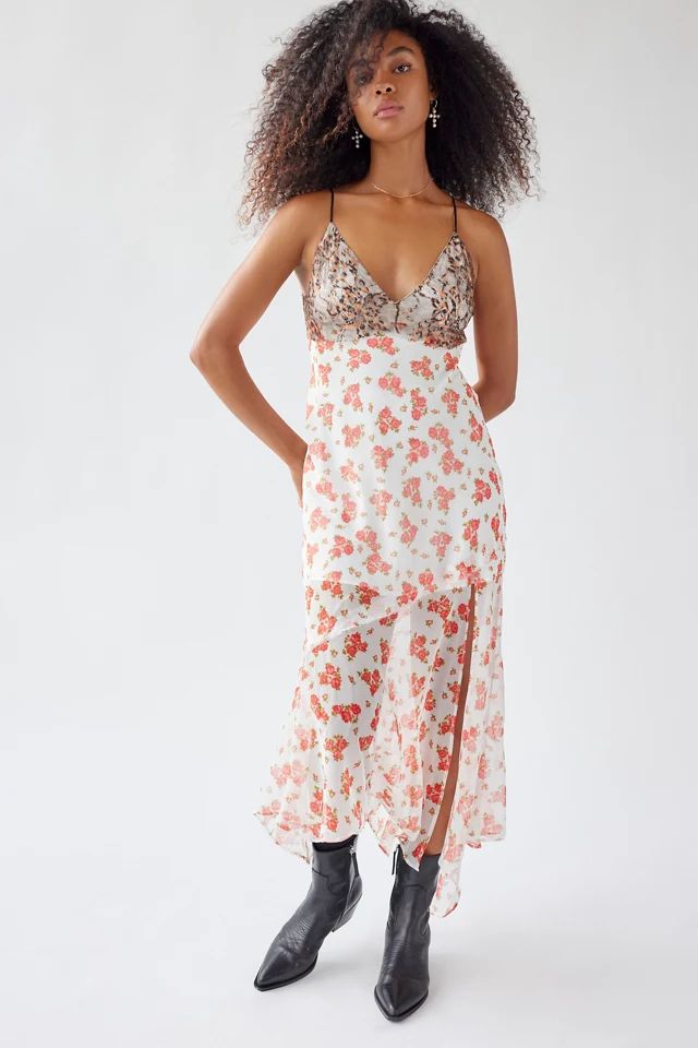 UO Harper Lace Printed Midi Dress | Urban Outfitters (US and RoW)