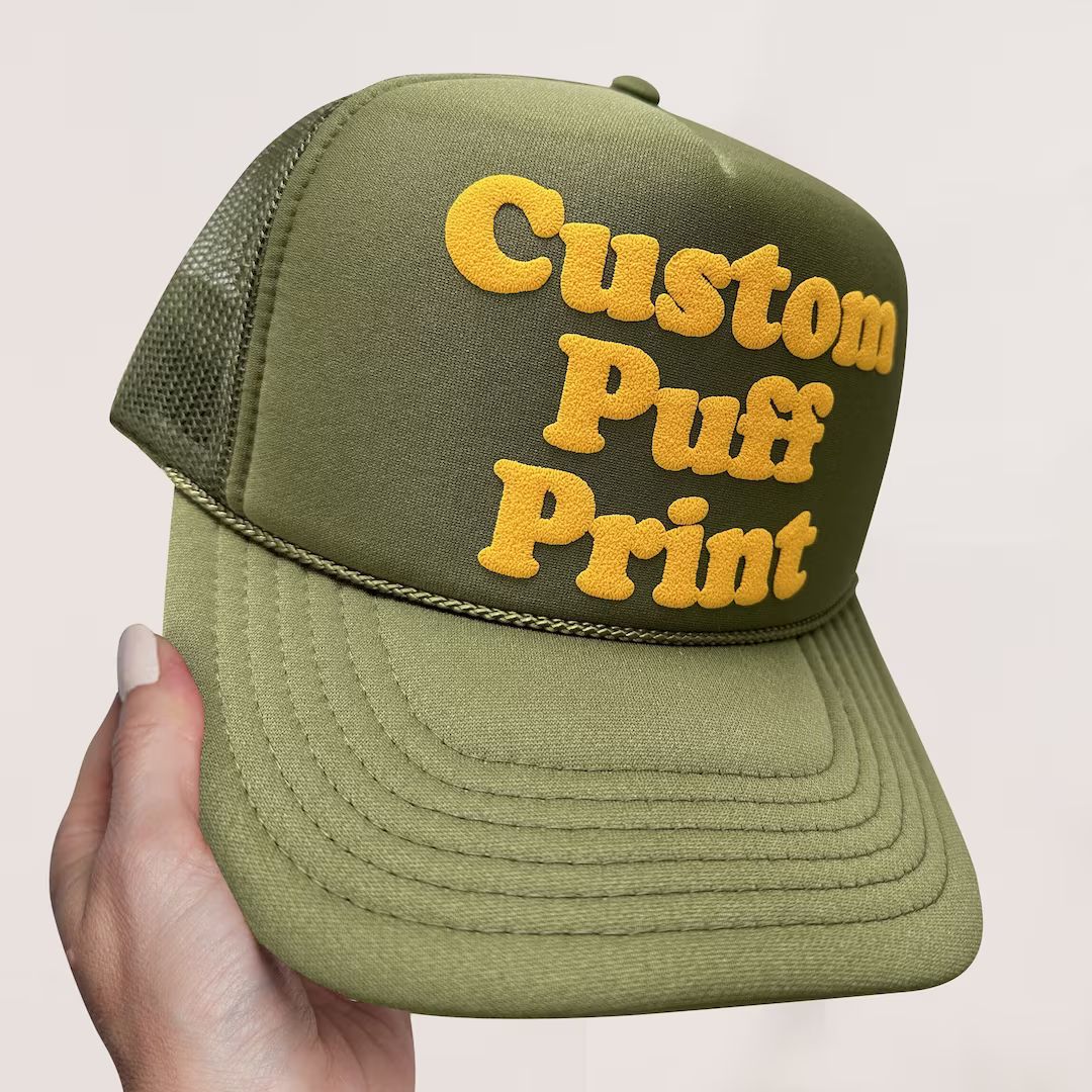 Custom PUFF Print Trucker Hat, Personalized Foam Hat, Custom Caps, 3D Puff Print, Baseball Cap, M... | Etsy (US)