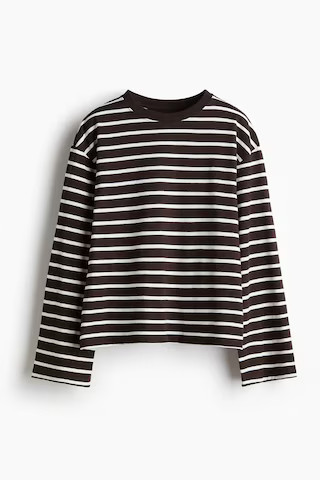 H & M - Long-sleeved cotton top - Brown | H&M (UK, MY, IN, SG, PH, TW, HK)