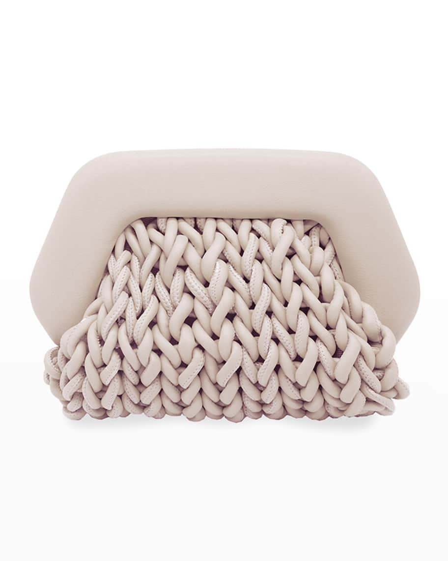 THEMOIRE Gea Knit Vegan Leather Clutch Bag | Neiman Marcus