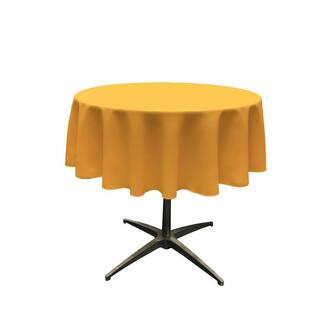 51 in. Round Gold Polyester Poplin Tablecloth | The Home Depot