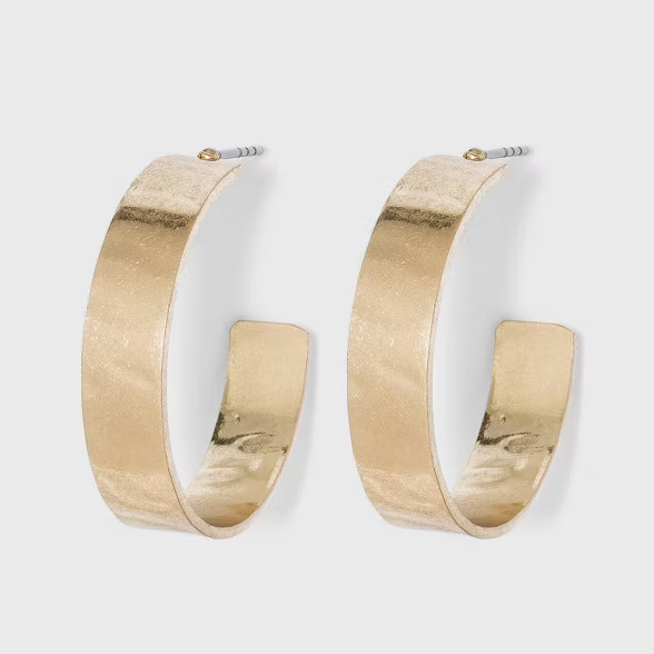 Small Worn Metal Hammered Hoop Earrings - A New Day™ | Target