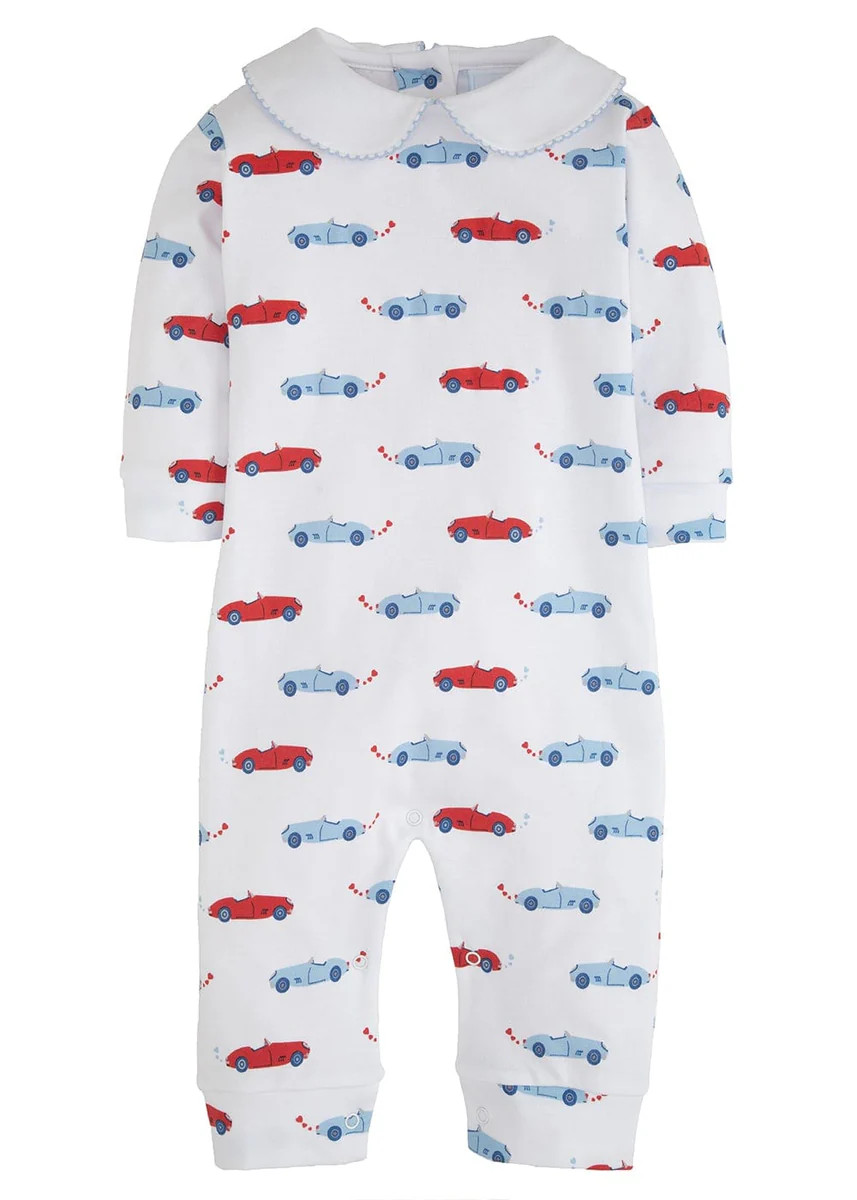 Boy Printed Playsuit - Racing Hearts | Little English