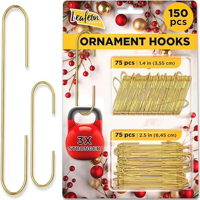 Leafeon Christmas Ornament Hooks 150 Pack - Gold Xmas Ornament Hangers - Suitable as Christmas Tr... | Amazon (US)