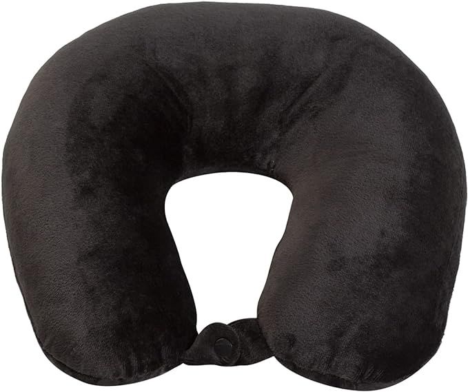 Adult Cozy Soft Microfiber Neck Pillow, Compact, Perfect for Plane or Car Travel, Black | Amazon (US)
