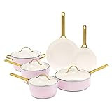 GreenPan Pavoda Ceramic Nonstick Cookware Pots and Pans Set, 10 Piece, Blush Pink | Amazon (US)