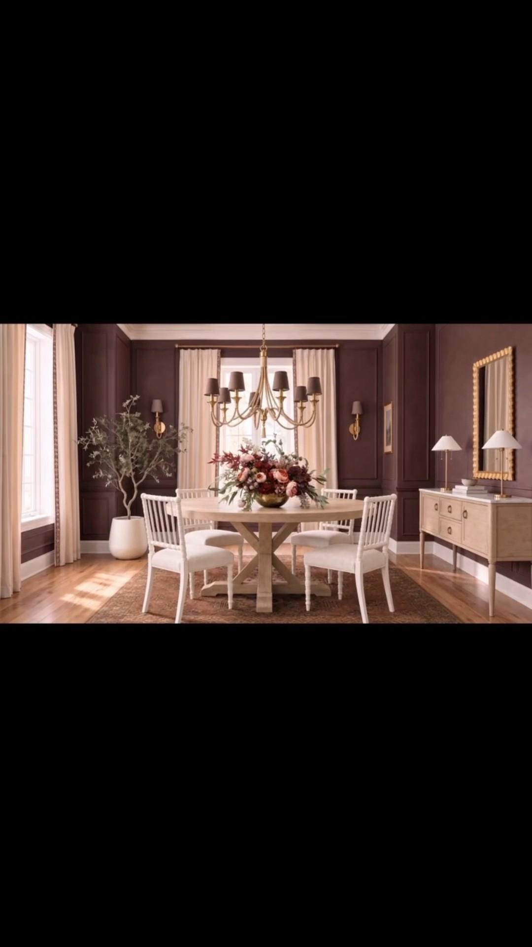 Getting your dining room ready for the holiday gathering season? ✨🥂🍂

From the romantic glow of the chandelier and wall sconces to beautiful morning sunshine, this dining room transforms effortlessly throughout the day. As the curtains slowly open, natural light pours in, revealing rich paneled walls, elegant furnishings, and timeless Old World charm.

I love how the Lake House Round Dining Table pairs with the beautifully sculptural Carneros Rattan Chandelier. The Oakmont Hand-Knotted Rug brings warmth and rich terracotta tones, while the Chesapeake Sideboard, with its Carrara marble top and brass details, adds refined elegance. The Florentine Gilt Ruffle Mirror and fresh floral arrangement complete this sophisticated modern classic setting.

From morning coffee to festive holiday dinners, it’s all about creating a beautiful space where family and friends love to gather.

Dinner will be served here! 🥂

✨ Serena & Lily Gathering Season Event is ON! Up to 30% off Dining & Entertaining! Exclusions apply.

Check out my handpicked dining room furniture, lighting, and rugs on my LTK!

#HolidayDining #HolidayEntertaining #DiningRoomDesign #DiningRoomInspiration #DiningRoomRefresh #GatheringSeason #DinnerIsServed #DiningAndEntertaining #LakeHouseDiningTable #RoundDiningTable #CarnerosChandelier #RattanChandelier #BrassLighting #WallSconce #OakmontRug #HandKnottedRug #ChesapeakeSideboard #CarraraMarble #BrassHardware #FlorentineMirror #DiningRoomDecor #ModernClassic #OldWorldCharm #FloralArrangement #InteriorDesign #SerenaAndLily #LTKHome #LTKSaleAlert #LTKStyleTip