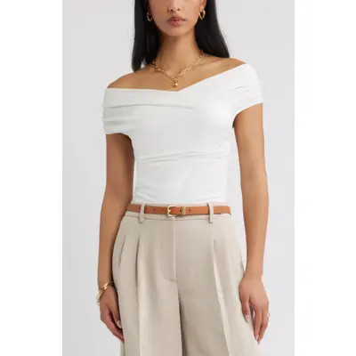 Open Edit Crossover Off the Shoulder Top in Brown Terra at Nordstrom, Size X-Small | Nordstrom