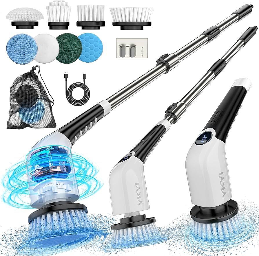Electric Spin Scrubber,Cordless Cleaning Brush,Shower Cleaning Brush with 8 Replaceable Brush Hea... | Amazon (US)