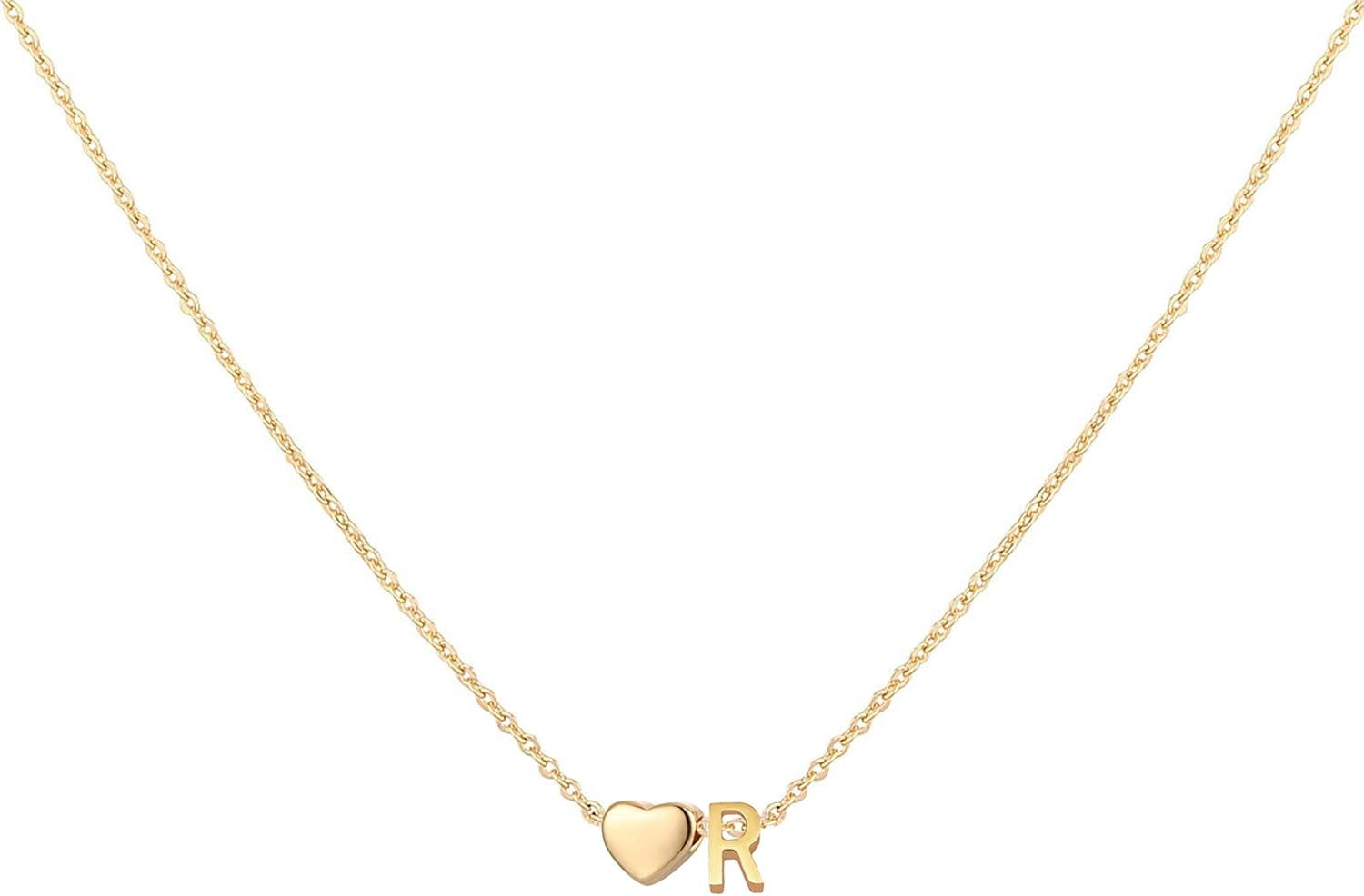 Glimmerst Initial Heart Necklace,18K Gold Plated Stainless Steel Tiny Heart Letter Necklace Perso... | Amazon (US)