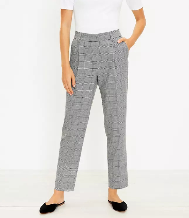 Pull On Tapered Pants in Plaid | LOFT | LOFT