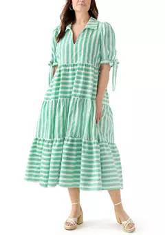 Plus Size Striped Jacquard Midi Dress | Belk