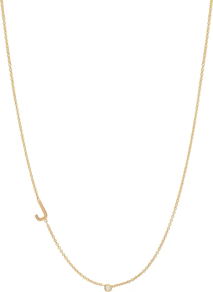 BYCHARI Asymmetric Initial & Diamond Pendant Necklace | Nordstrom | Nordstrom