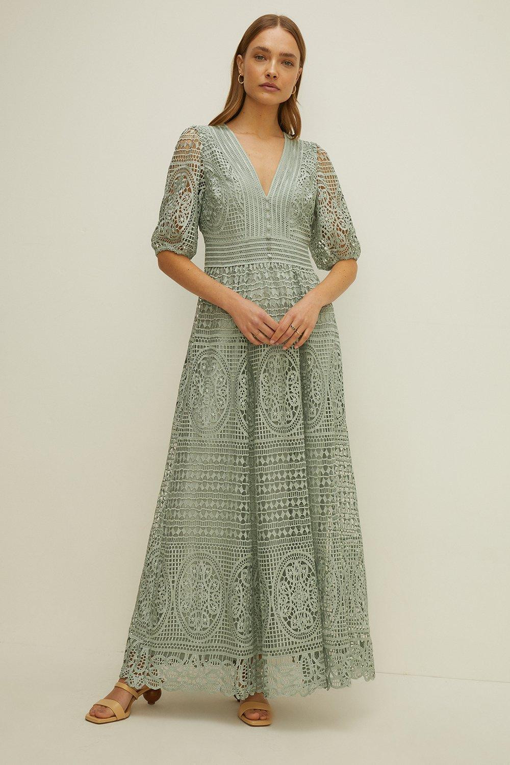 Premium Lace V Neck Maxi Dress | Oasis UK & IE