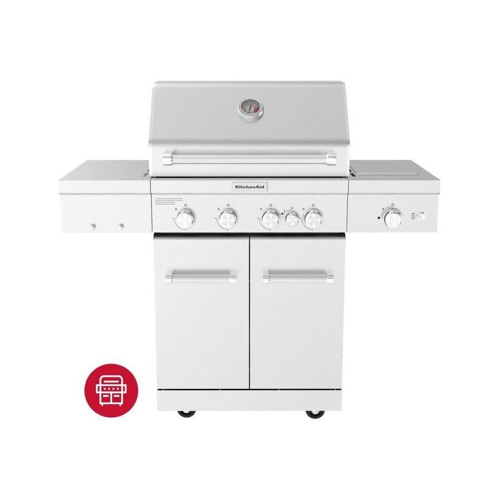 KitchenAid 4-Burner Gas Grill with Rear and Searing Side Burners and Grill Cover 720-0954CO | Target