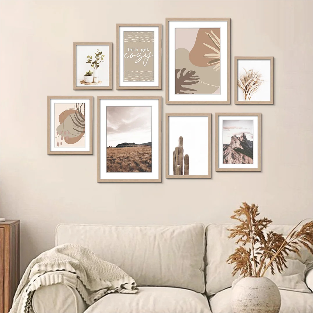 ArtbyHannah 8 Piece Natural Gallery Wall Photo Frame Set, Modern Landscape Wall Decor for Home an... | Walmart (US)