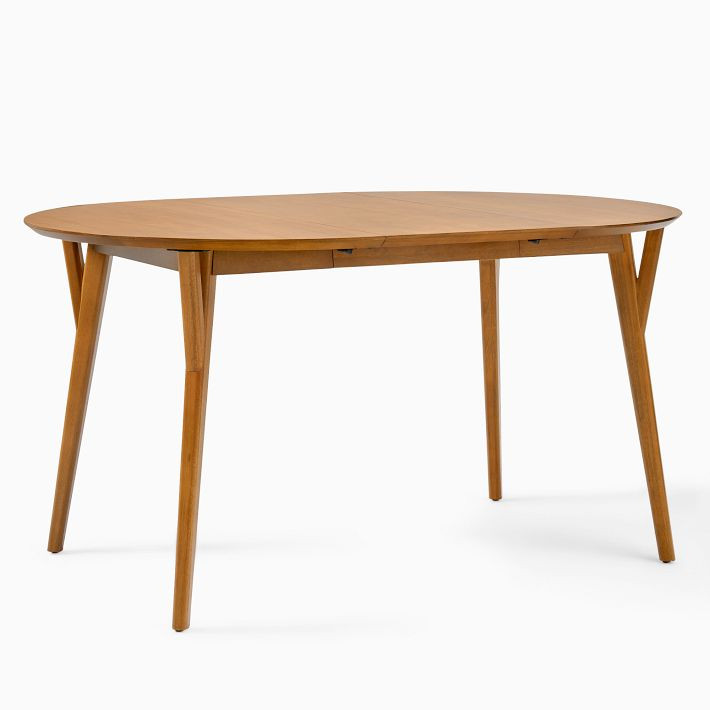 Mid-Century Rounded Expandable Dining Table (42"–80") | West Elm (US)
