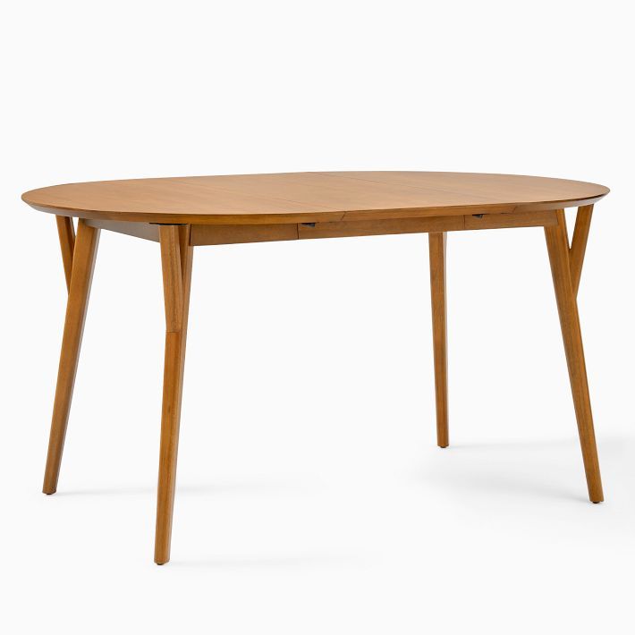 Mid-Century Rounded Expandable Dining Table (42"–80") | West Elm (US)