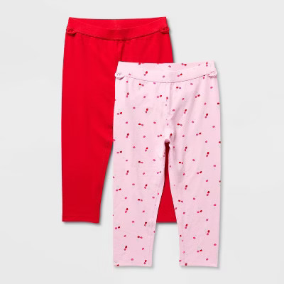 Girls' 2pk Adaptive Valentine's Day Capri Leggings - Cat & Jack™ Light Pink/Red M | Target