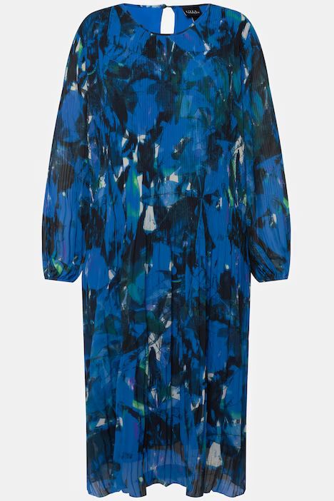 Watercolor Leaf Print Long Sleeve Dress | Ulla Popken