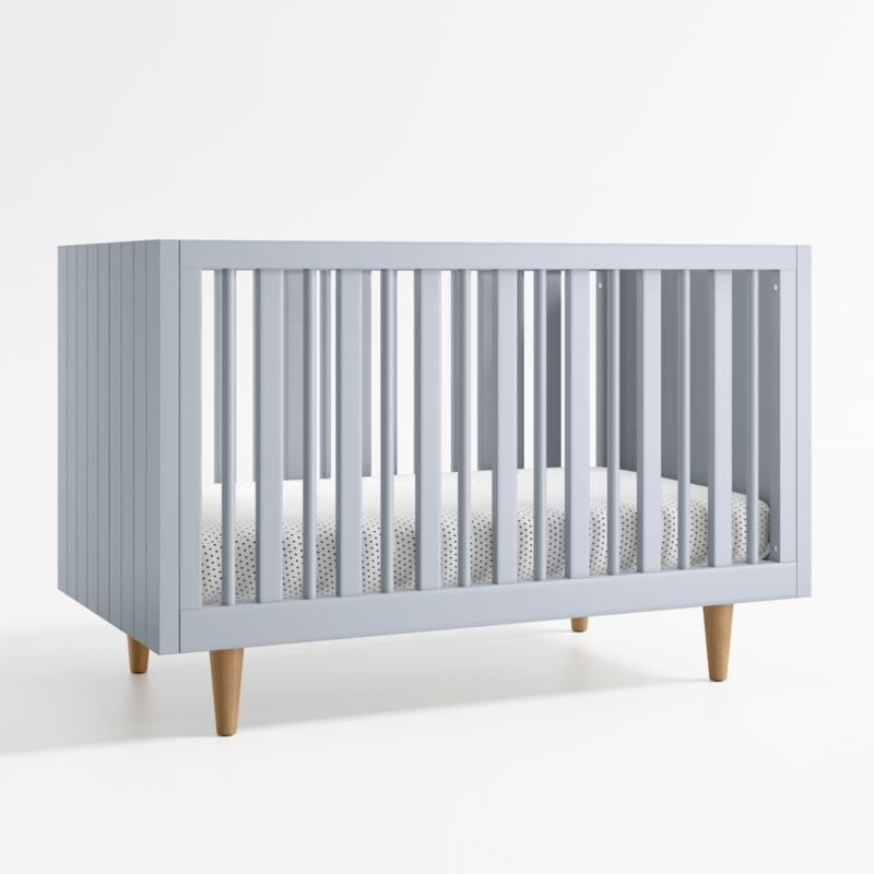Finn Mist Blue Wood Convertible Baby Crib + Reviews | Crate & Kids | Crate & Barrel