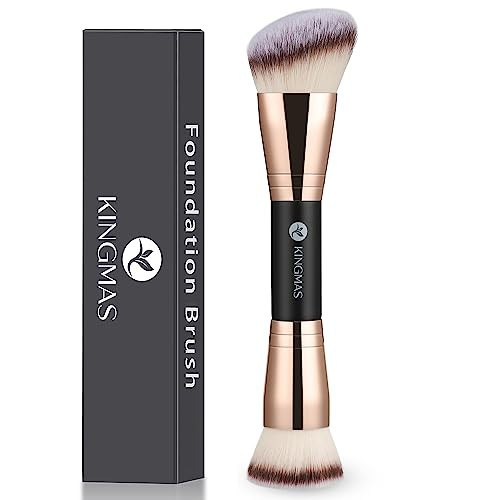 KINGMAS Foundation Makeup Brush, Premium Kabuki Brush, Double-Ended Contour Brush (Flat/Angled Round Top) for Blending Liquid Powder Concealer Cream Blush Makeup Brush | Amazon (US)