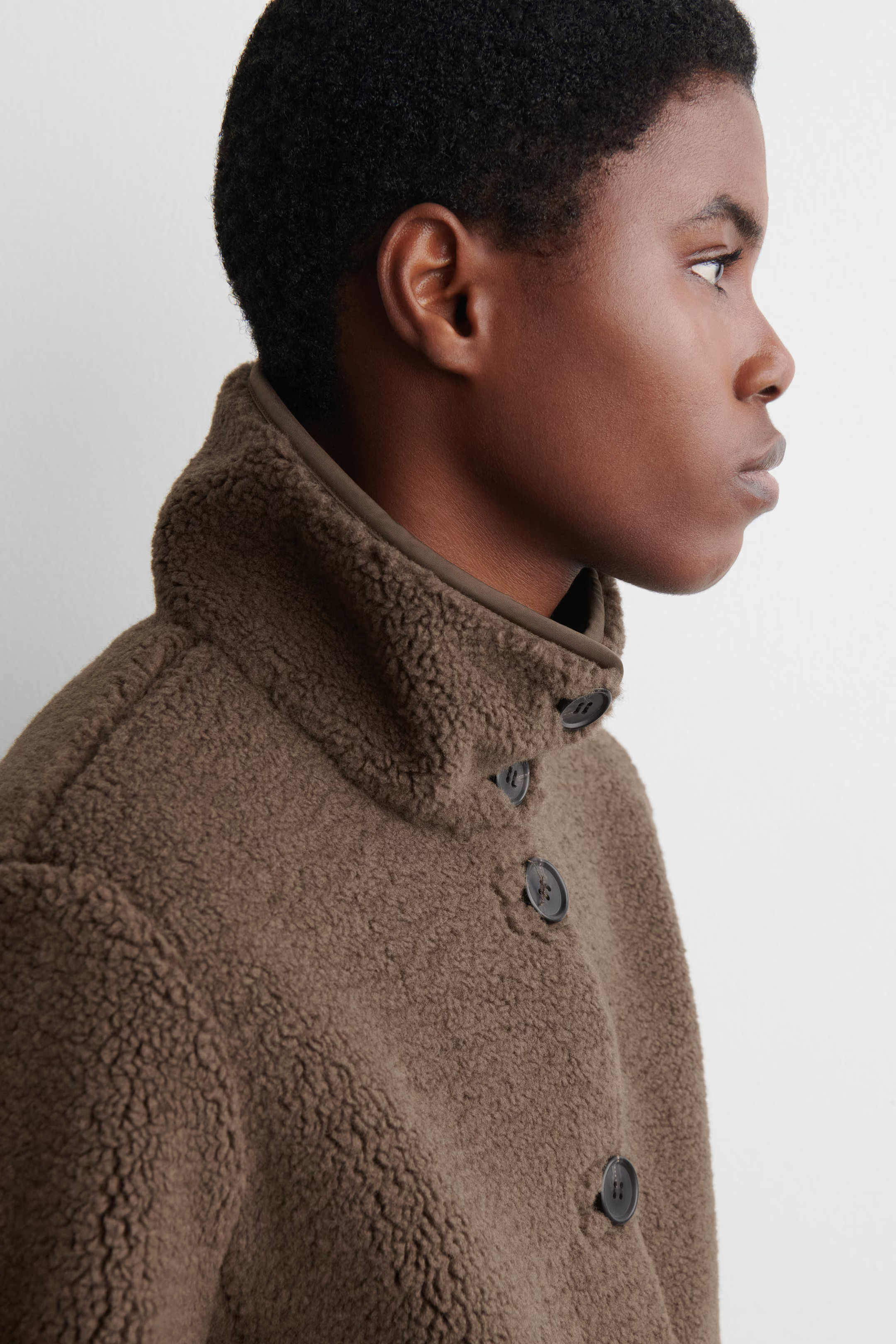 FUNNEL-NECK TEDDY JACKET - BROWN | COS GB | COS UK
