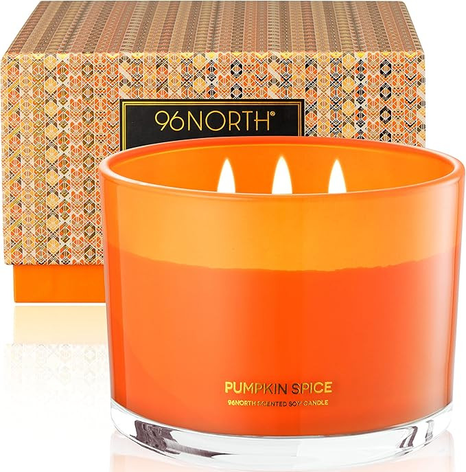 96NORTH Luxury Pumpkin Soy Candle | Large 3 Wick Jar Candle | Up to 50 Hours Burning Time | 100% ... | Amazon (US)